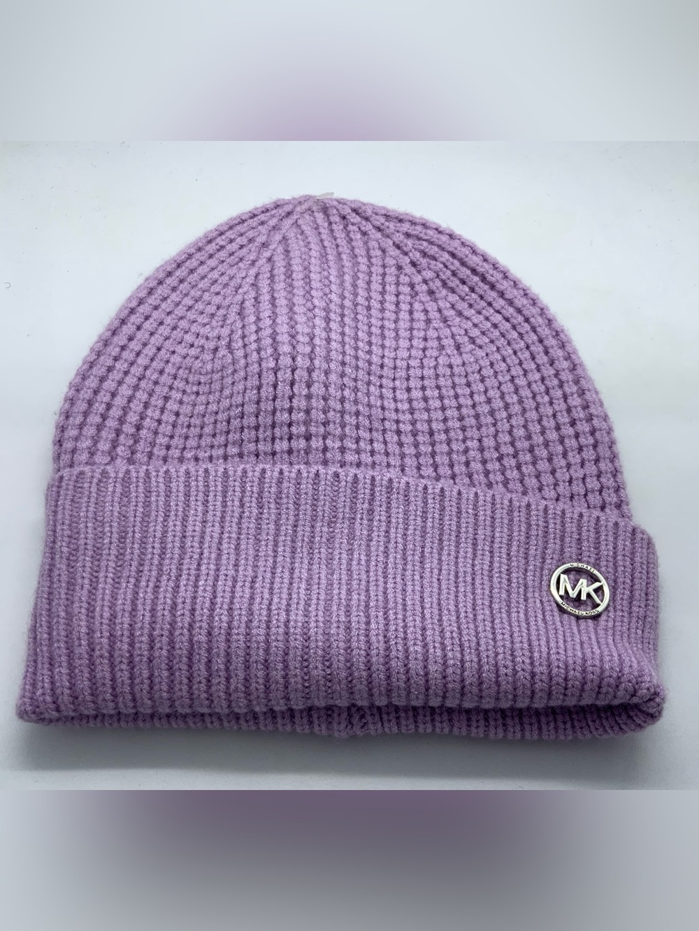 Michael Kors Lilac Ribbed Knit Beanie with MK Logo